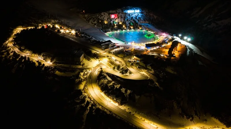 Ergan Mountain Ski Center in Erzincan illuminated specially for Ramadan